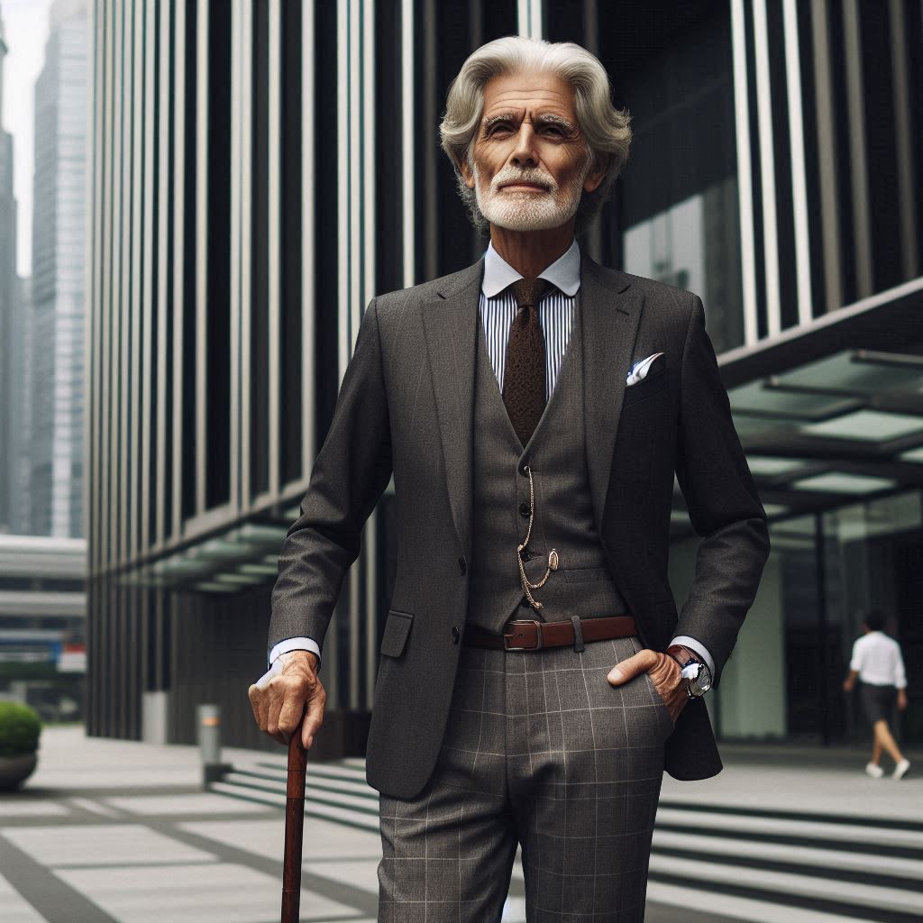 un hombre viejo con traje elegante